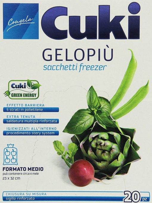 Cuki - Sacchetti Freezer Gelopiu', Formato Medio 23 x 32 cm - 20 pezzi