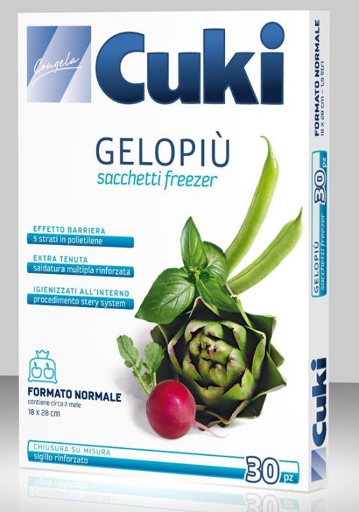 Cuki - Sacchetti Freezer Gelopiu', Formato Normale  18 x 28 cm - 30 pezzi
