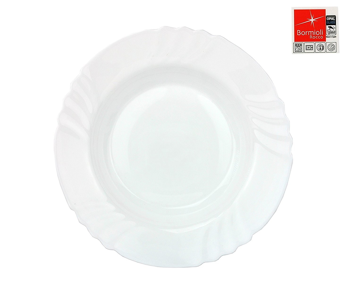 Bormioli Rocco confezione 6 pz Piatti fondi Arcopal "Ebro" 23 cm vetro robusto bianco