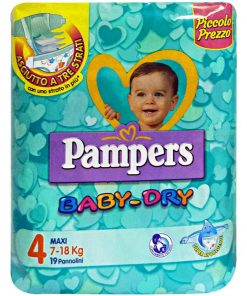 Pannolini Pampers Baby Dry Maxi, Taglia 4 (7-18 Kg), 19 Pezzi
