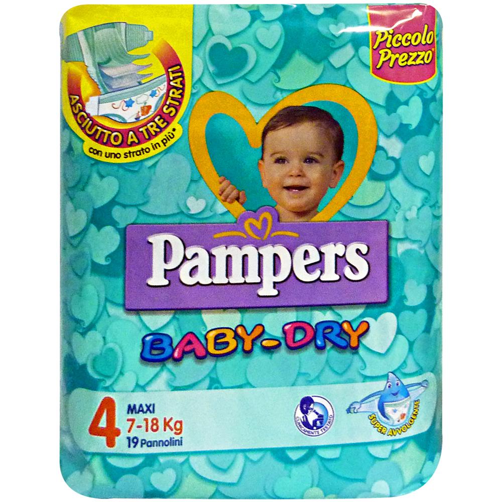 Pannolini Pampers Baby Dry Maxi, Taglia 4 (7-18 Kg), 19 Pezzi