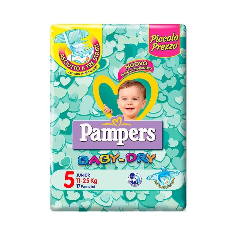 Pannolini Pampers Baby Dry Junior, Taglia 5 (11-25 Kg), 17 Pezzi - Piazza  Mercato Casa