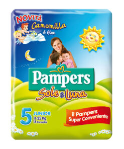 Pannolini Pampers Sole e Luna Junior, 18 Pannolini, Taglia 5 (11-25 kg)