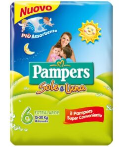 Pannolini Pampers Sole e Luna Extra Large, 14 Pannolini, Taglia 6 (15-30 kg)