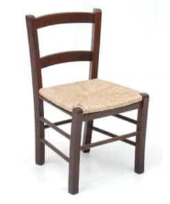 Sedia Mezzana In Legno Massello Seduta In Paglia