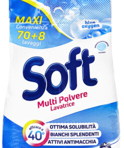 Soft Detersivo Bucato Lavatrice In Polvere Blue Oxygen Fustone 70+8 Lavaggi
