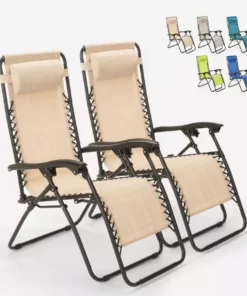 Sedia Sdraio Zero Gravity Reclinabile Pieghevole in Acciaio e Textilene Taddei Gran Relax Vari Colori