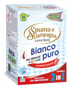 Spuma di Sciampagna Lavatrice in Polvere Bianco Puro Igienizzante per Bianchi e Colorati 1 kg