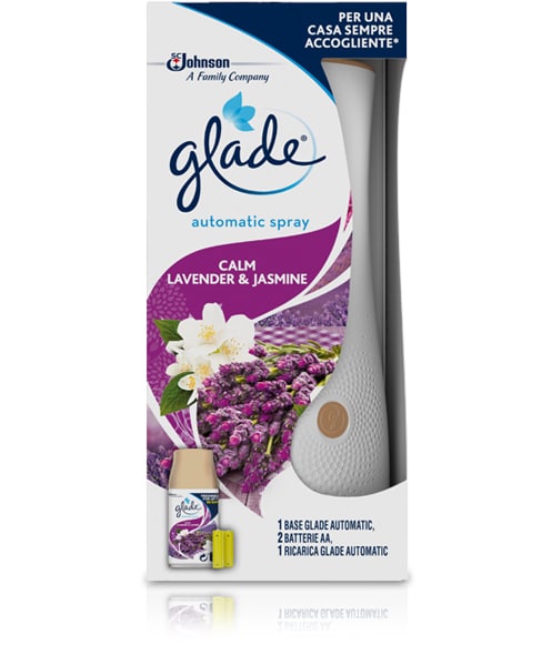 Glade Automatic Spray Deodorante per Ambienti Calm Lavender \u0026 Jasmine  Erogatore più Ricarica da 269 ml - Piazza Mercato Casa