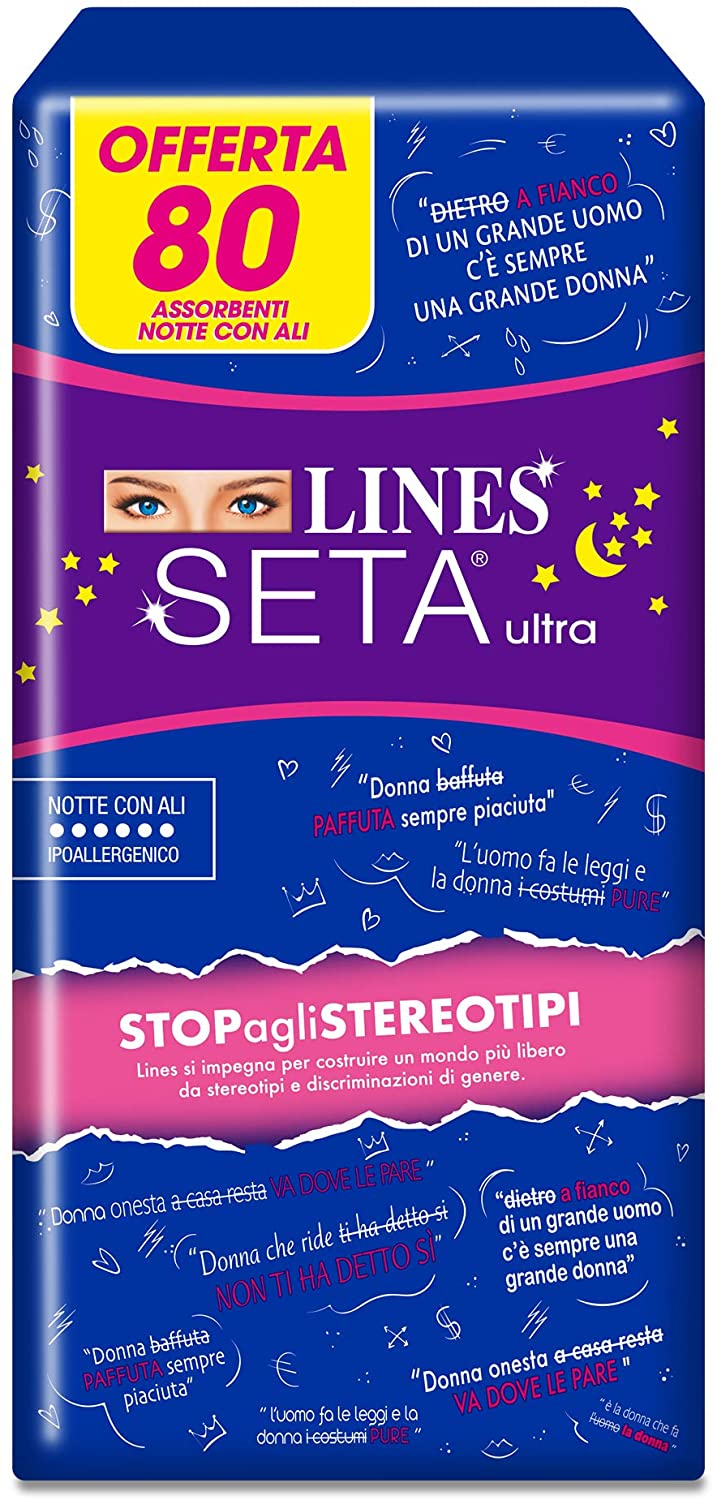 Lines Seta Ultra Notte con Ali 80 Assorbenti