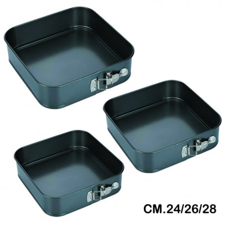 Casamici Set 3 Tortiere Quadre Forme dolci Pizze Con cerniera cm 24-26-28 Art 64216