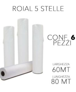 Roial lenzuolino monouso medico/estetico mt 60 x 80 scatolo 6 rotoli