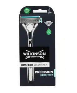Wilkinson Rasoio Quattro Essential 4 Titanium Sensitive 4 Lame Manico + 1 Ricambio