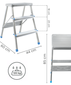 Sgabello SCAB 3 Gradini SALGO Alluminio H64cm art.850 con Gancio di Sicurezza - immagine 4