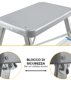 Sgabello SCAB 3 Gradini SALGO Alluminio H64cm art.850 con Gancio di Sicurezza - immagine 3