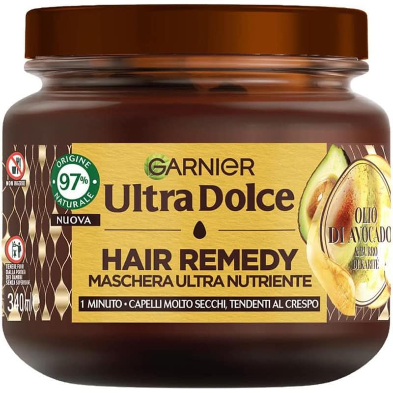 Garnier Ultra Dolce Hair Remedy Maschera Ultra Nutriente Olio di Avocado e Burro di Karitè 340 ml